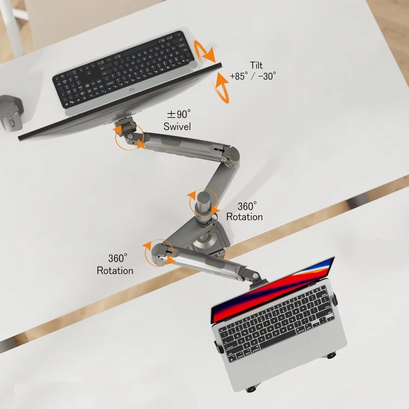 Dual Monitor Arm - 2-in-1-Kombinations-Laptophalterung mit zwei Armlehnen und verstellbarem