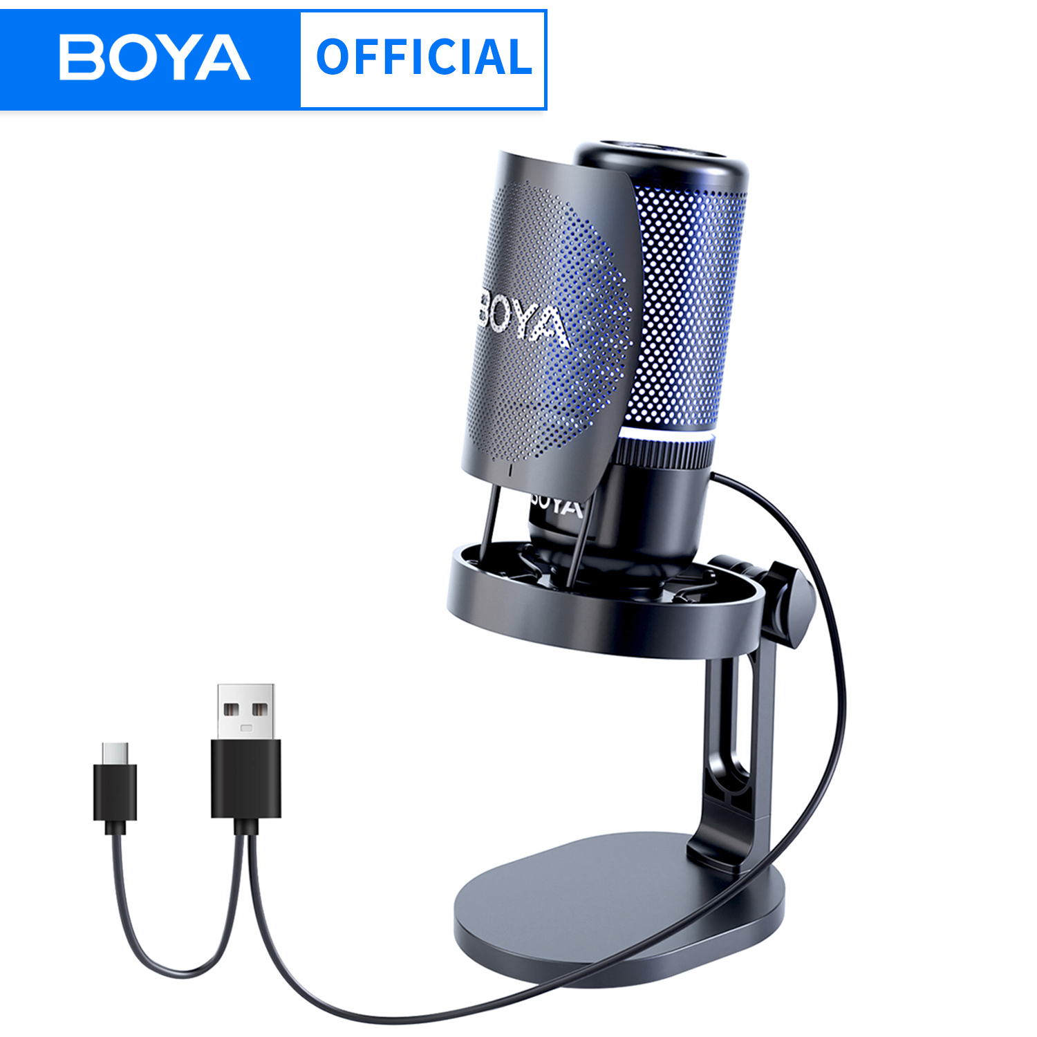 Pc Gaming Youtuber - BOYA K3 K9 USB-Gaming-Mikrofon mit Geräuschunterdrückung/RGB/Gain-Funktion
