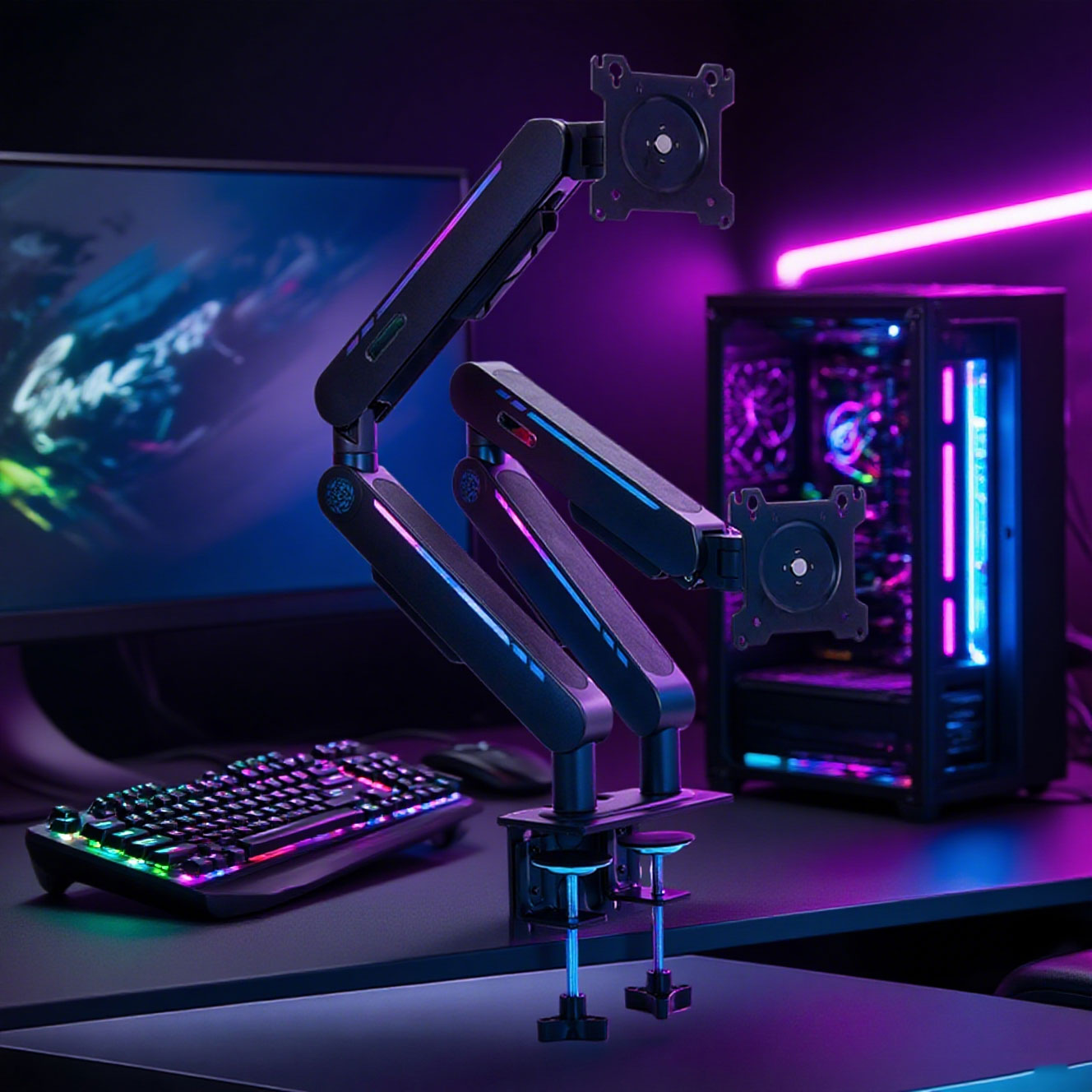 Dual Monitor Arm - Neu eingetroffener Gasdruckfeder-Monitorhalter, passend für die
