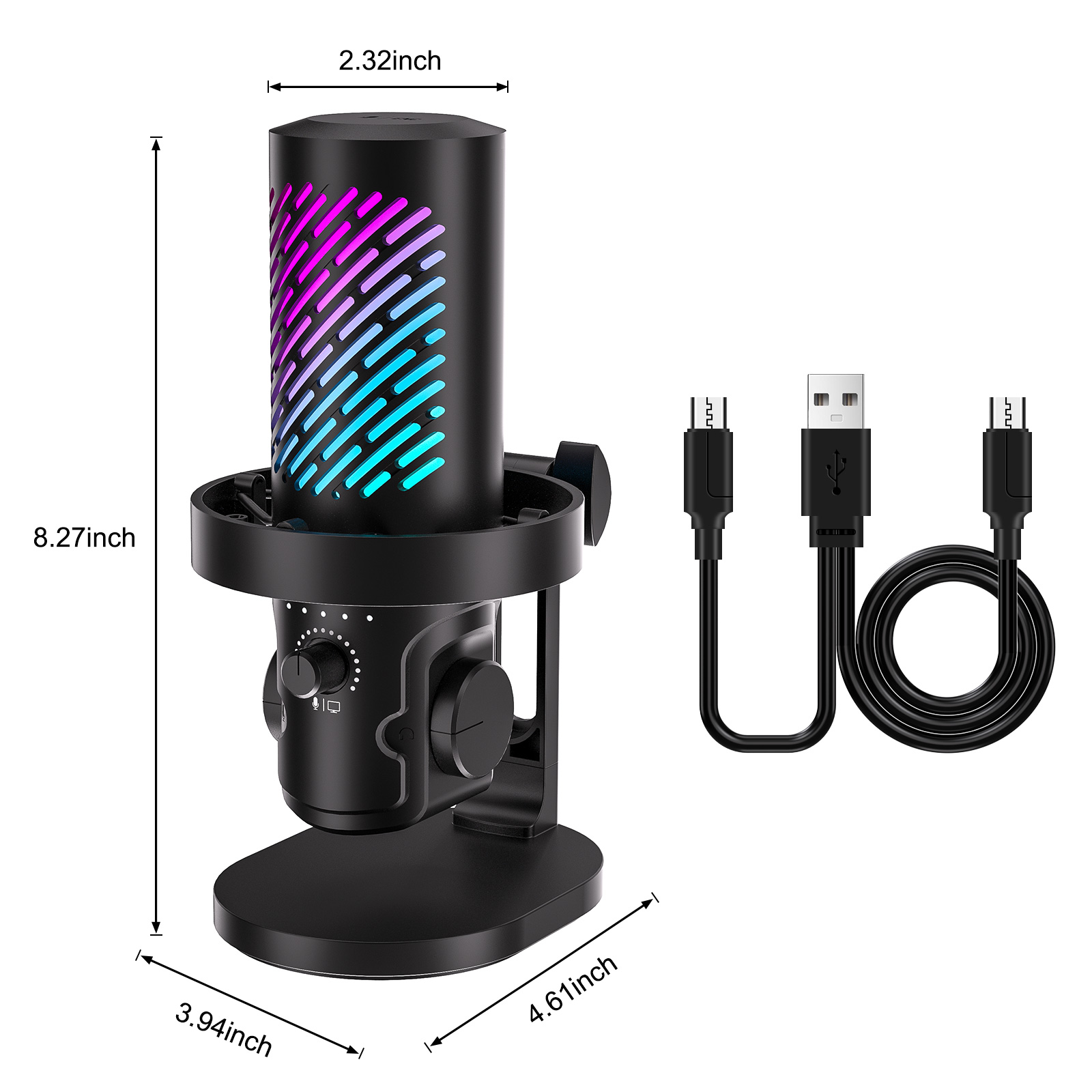 Pc Gaming Youtuber - Tenlamp CG1 RGB USB-Streaming-Mikrofon, professionelles Computer-Kondensatormikrofon