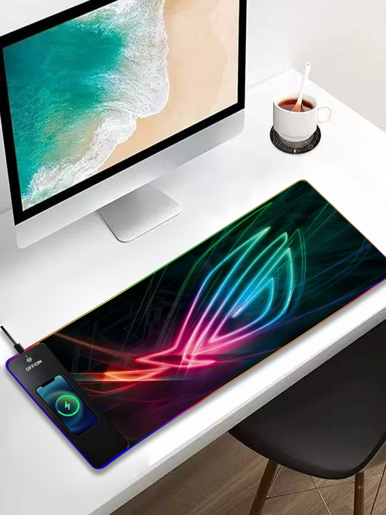 Rgb Mousepad - RGB-beleuchtetes multifunktionales 15W kabelloses Lade-Mauspad, Größe