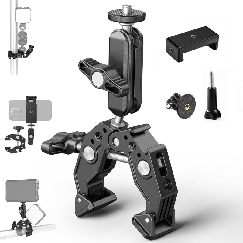 Dual Monitor Arm - Universelle Aluminium-Superklemme mit Doppelkugelkopf Magic Arm