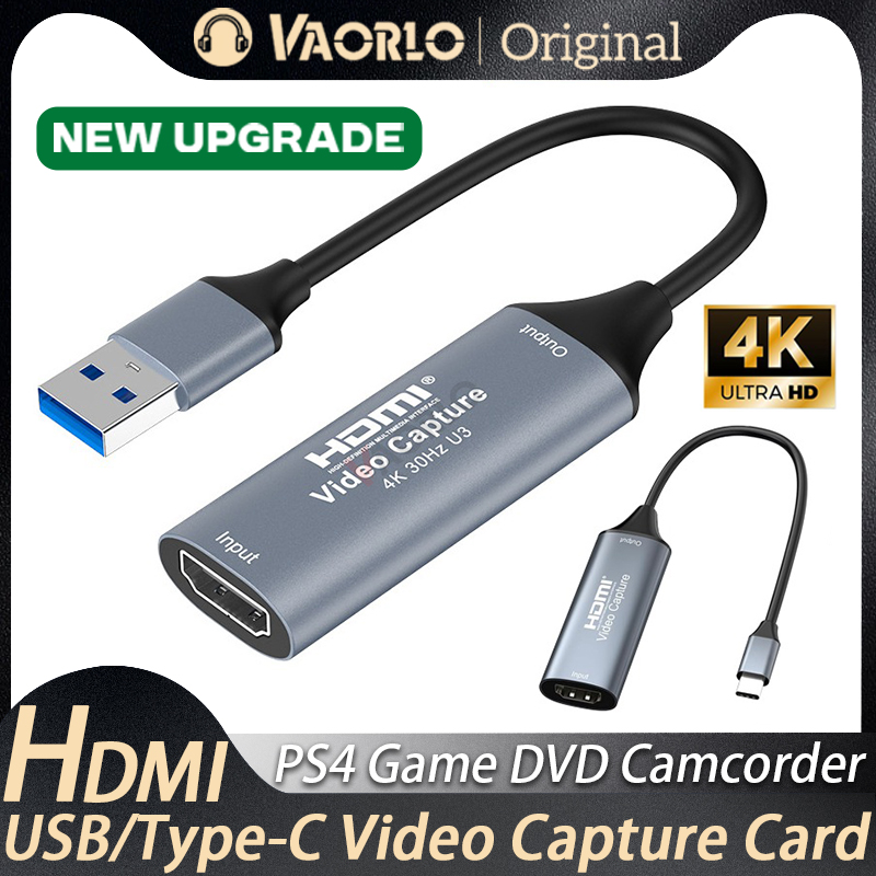 Capture Card Hdmi - 4K USB3.0/Typ-C Videoaufnahmekarte HDMI-kompatibler Grabber-Recorder für