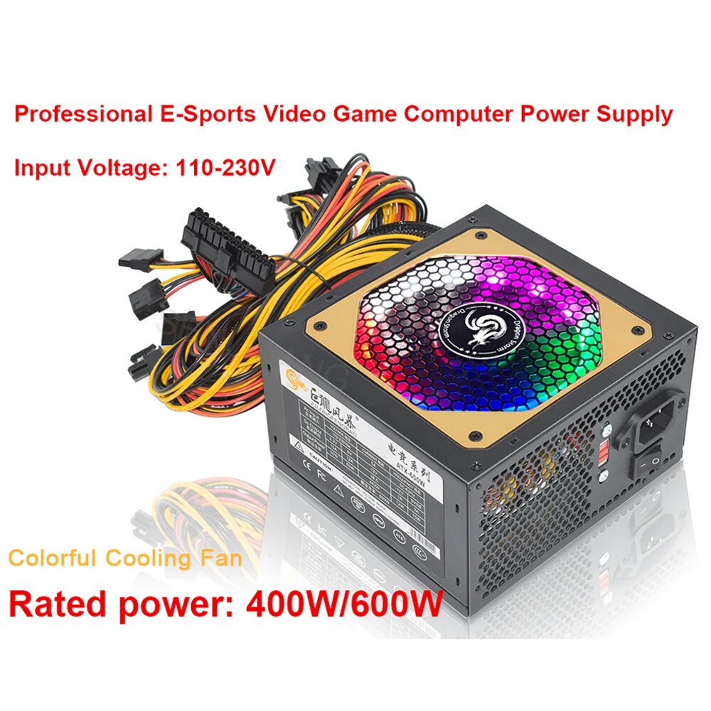 Atx Power Supply - Atx 400w 600w 110-230v rgb 12v
