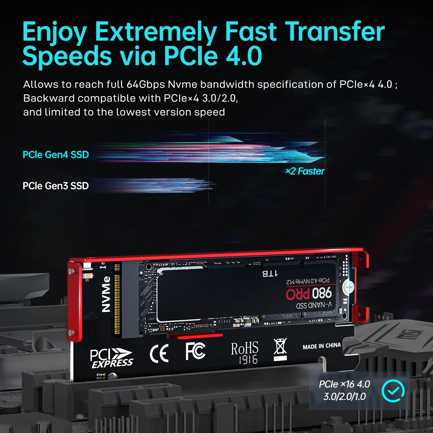 JEYI M.2 NVME zu PCIE 4.0 X16  – Samsung Ssd 990 Pro Bewertung und Preis