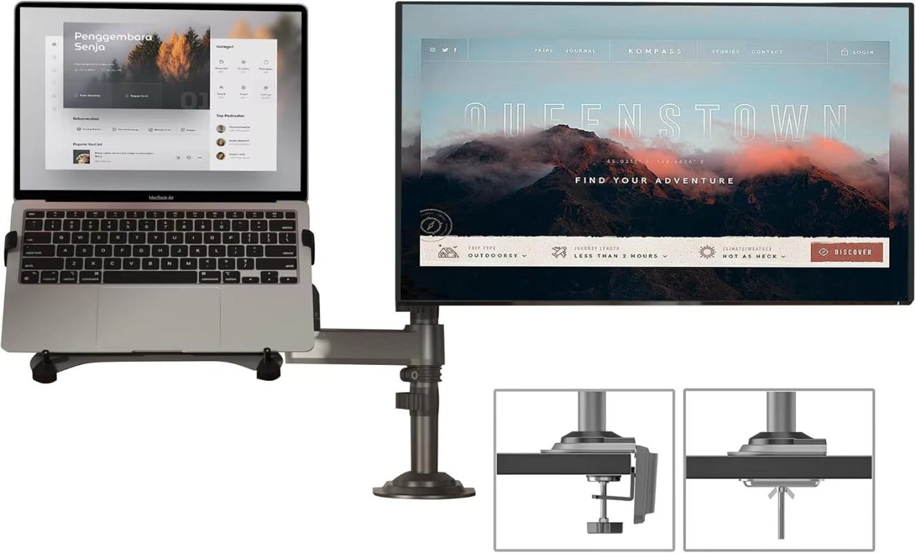 2-in-1-Kombinations-Laptophalt – Dual Monitor Arm Bewertung und Preis