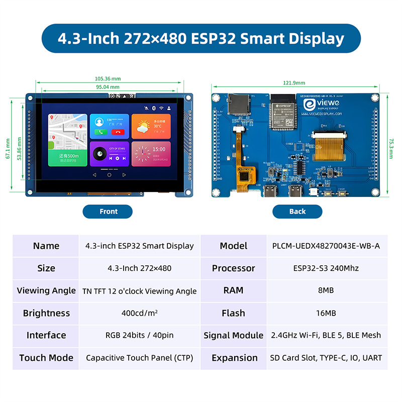 ESP32 S3 4,3 Zoll 480*272 Kapa – Dual Monitor Arm Bewertung und Preis